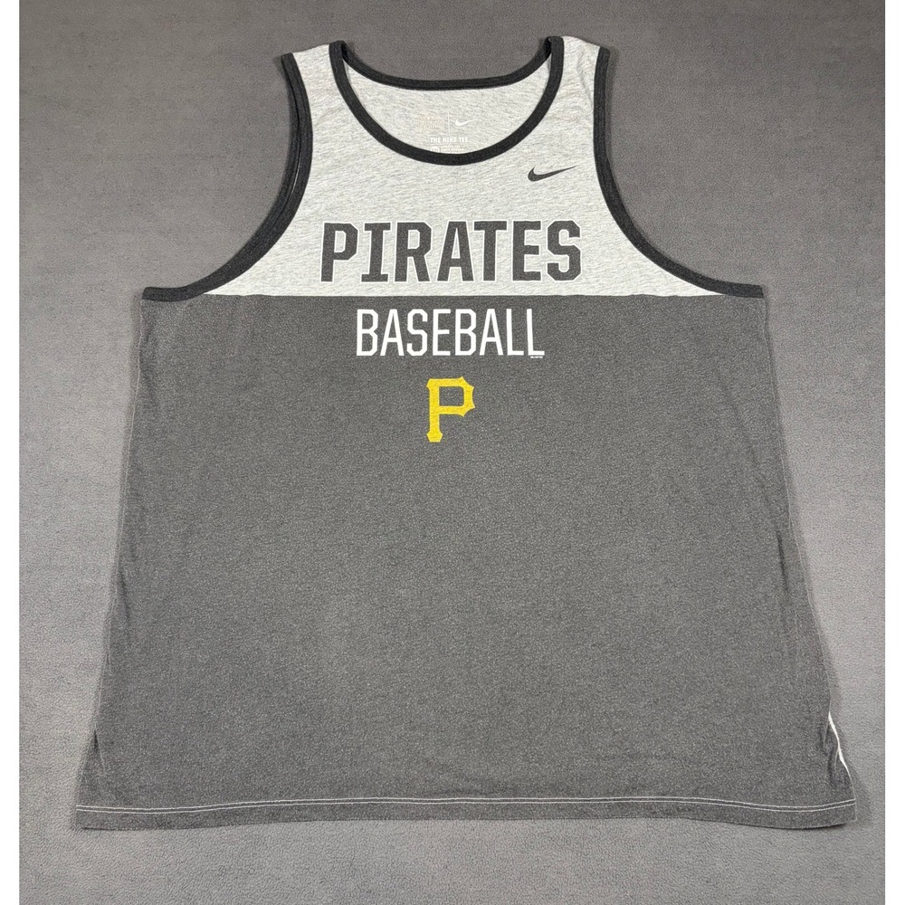 Nike Tank Top Mens XXL Gray Pirates Baseball Graphic Tri-Blend Athletic Cut